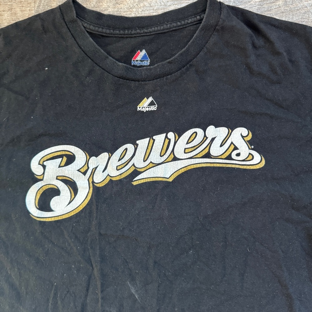 Milwaukee Brewers Shirt Mens XL Black  Majestic Yovani Gallardo #49 MLB Baseball - Picture 3 of 8